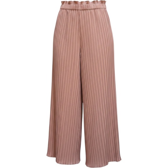 Joie Pants - Joie Women Mauve Taupe Pleated Wide Leg High Rise Pull On Crop Pants Large Boho